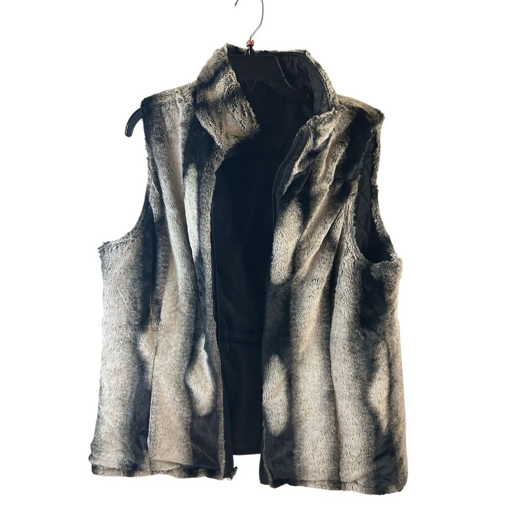 KC‎ Collections Womens Winter Vest black quilted reversible fur xl